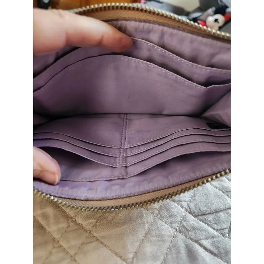 Coach Poppy Wristlet — Gold Silver and Khaki with lavender interior